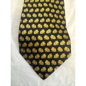 MUSEUM ARTIFACTS MENS TIE NAVY BLUE WITH GOLD RED FROGS 4 X 61